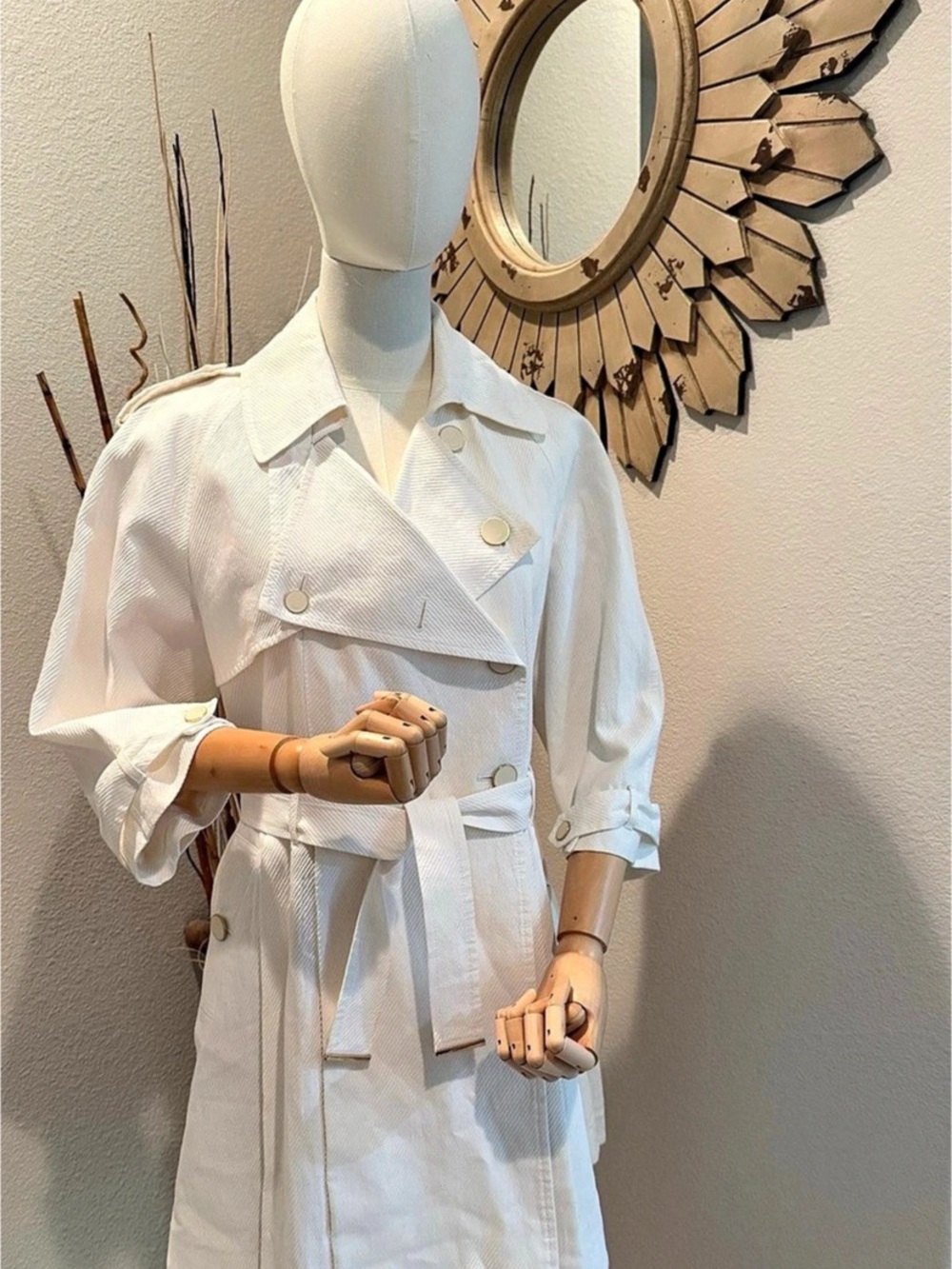 Fendi Linen Cape White Linen Trench Coat Size 46 Like New